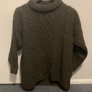 Blarney Woolen Mills Cozy Green Cable Knit Sweater from Ireland